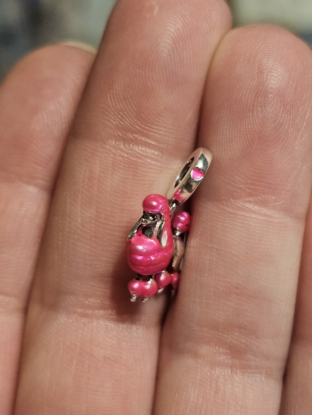 Sterling Silver 925 Pink Dog Charm Pendant